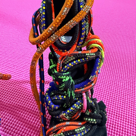 DSQUARED2 Multicolor Braided Rope Wrap Heels - Picture 8 of 12